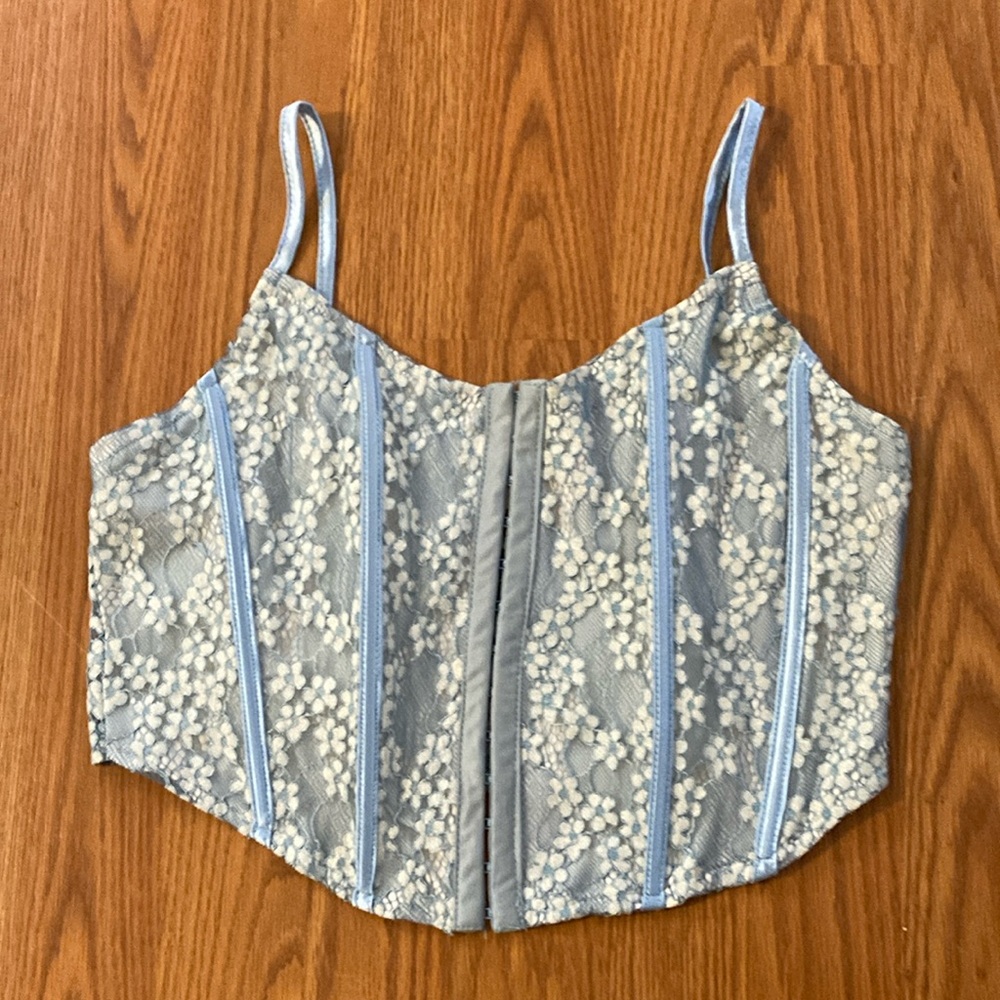 Cider Blue Floral Corset Camisole
